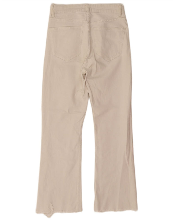 Zara Womens Straight Bootcut Jeans EU 38 Small W28 L26 Off White Cotton