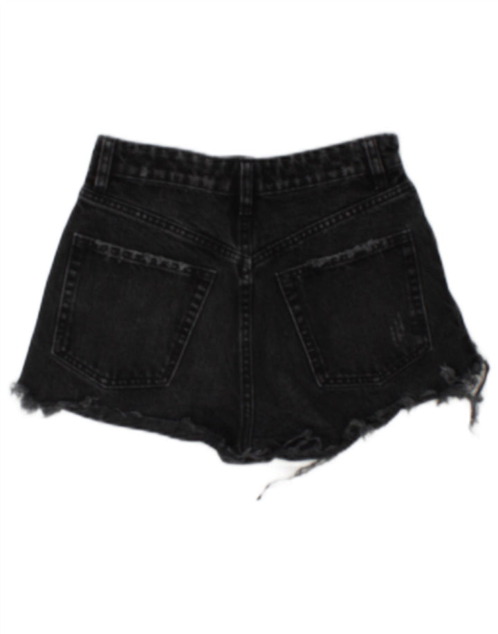 Zara Womens Distressed Denim Shorts EU 34 2XS W24 Grey