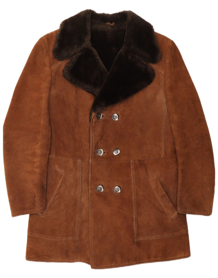 Ruffo Womens Shearling Coat IT 50 XL Brown