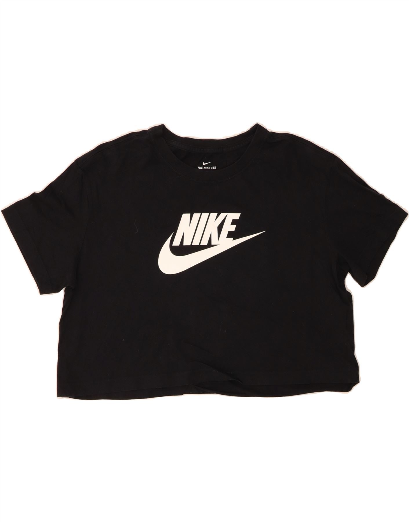 NIKE Womens Crop Graphic T-Shirt Top UK 16 Large Black Cotton Vintage Nike and Second-Hand Nike from Messina Hembry 