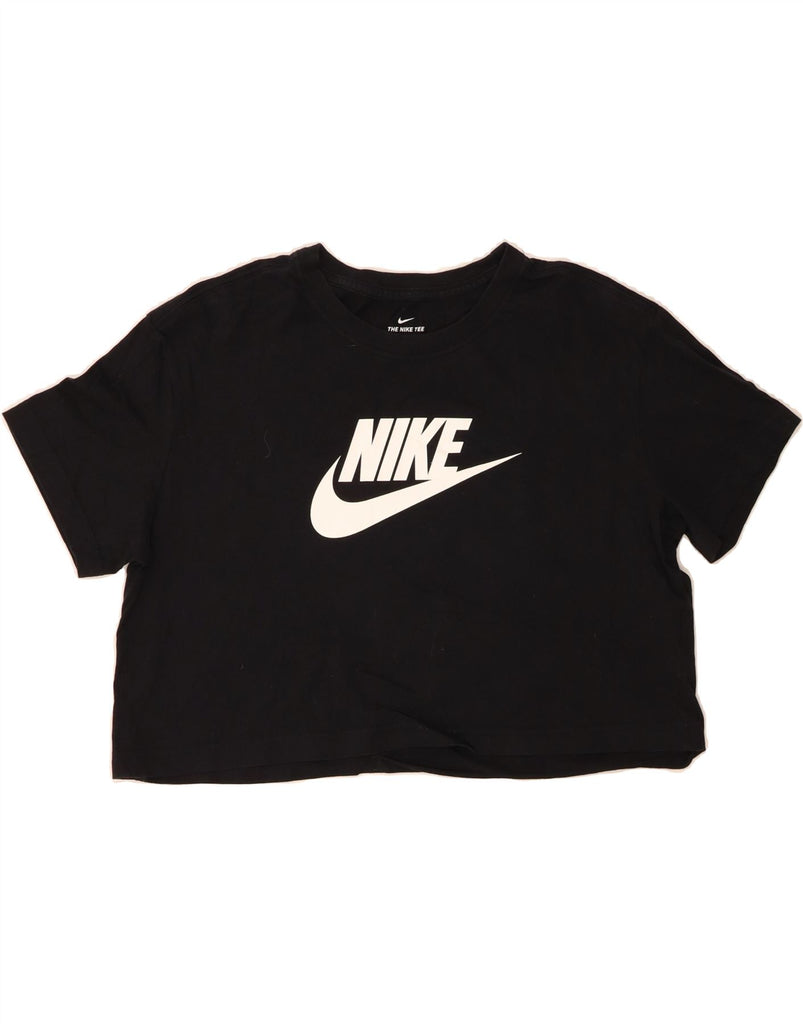 NIKE Womens Crop Graphic T-Shirt Top UK 16 Large Black Cotton Vintage Nike and Second-Hand Nike from Messina Hembry 
