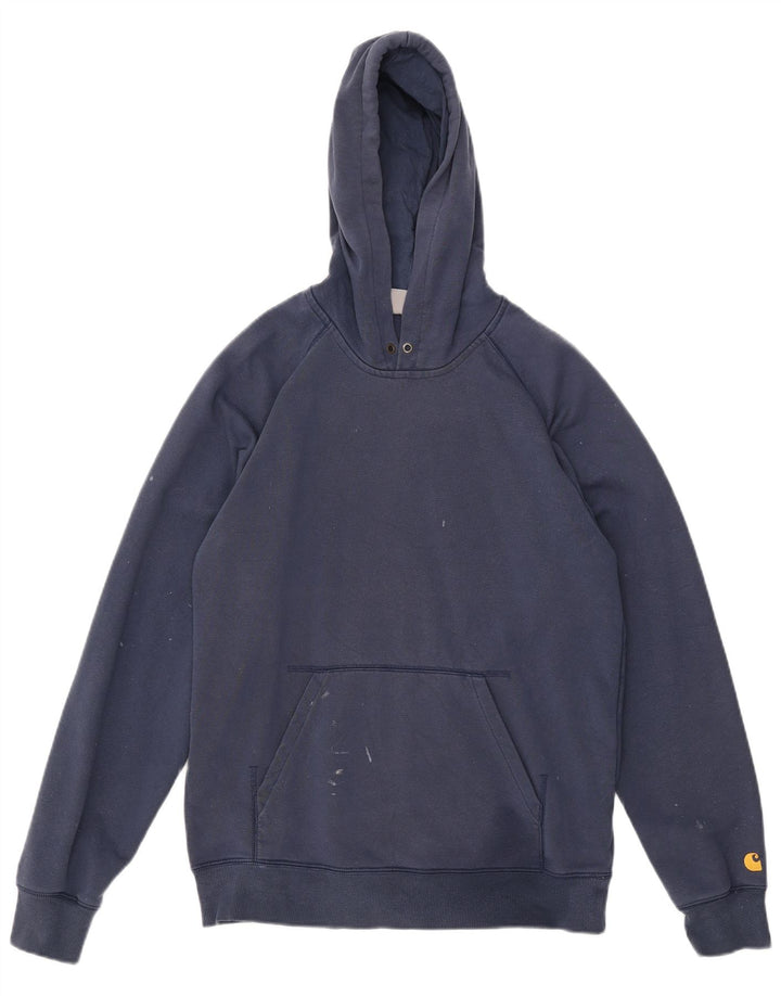 Carhartt Mens Hoodie Jumper Medium Navy Blue Cotton