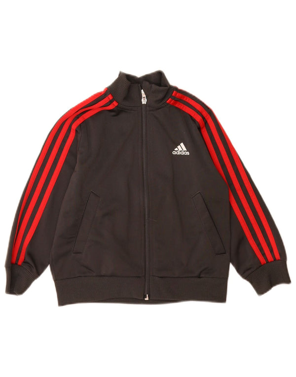 Adidas Boys Tracksuit Top Jacket 4-5 Years Grey Polyester