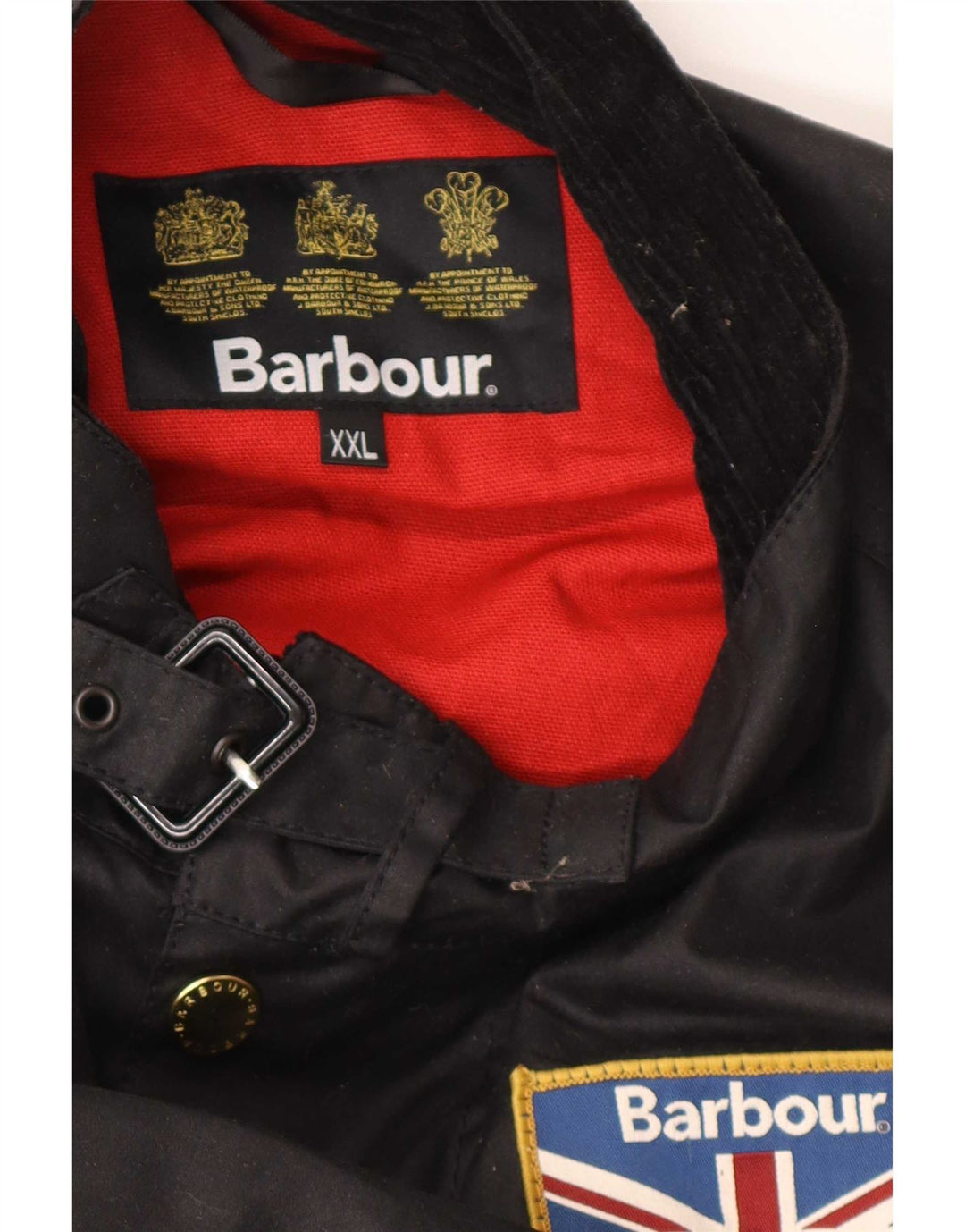 Barbour Mens Waxed Cotton Jacket UK 44 2XL Black Cotton