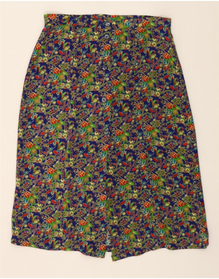 VINTAGE Womens A-Line Skirt W28 Medium  Blue Floral Vintage Vintage and Second-Hand Vintage from Messina Hembry 
