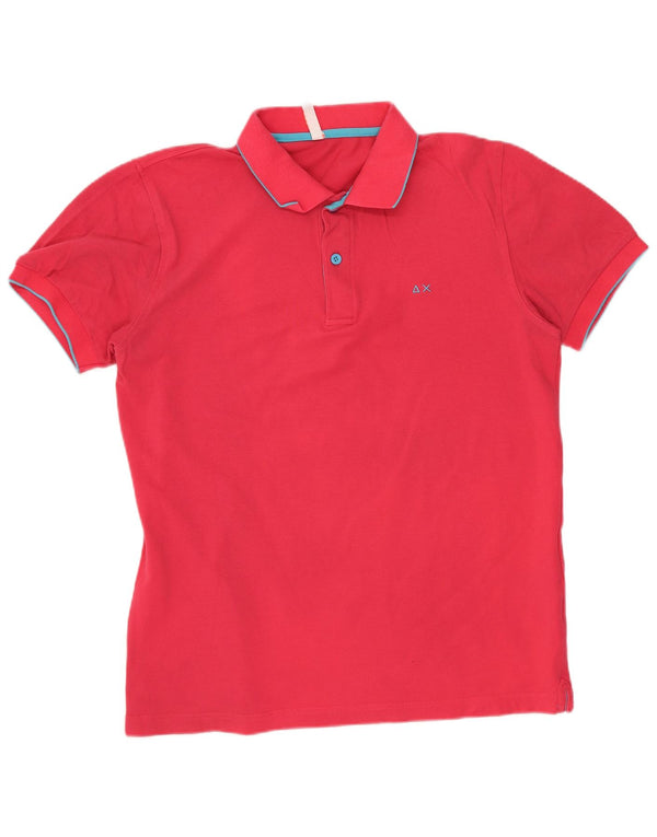 Sun68 Mens Polo Shirt Medium Pink Cotton