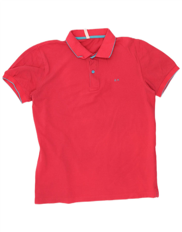 Sun68 Mens Polo Shirt Medium Pink Cotton