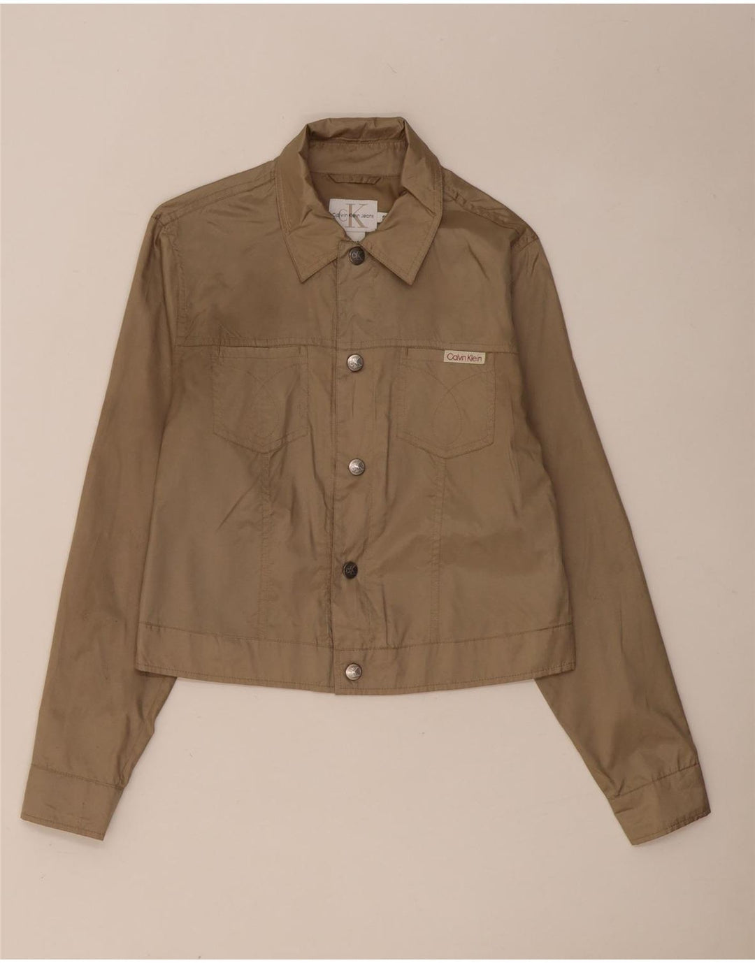 Calvin Klein Jeans Mens Bomber Jacket Small Beige Polyester