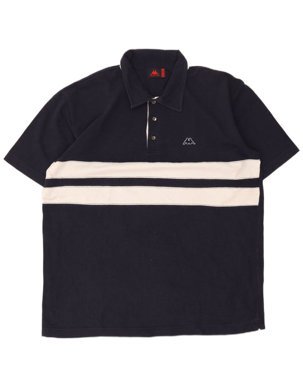 Kappa Mens Polo Shirt XL Navy Blue Colourblock Cotton
