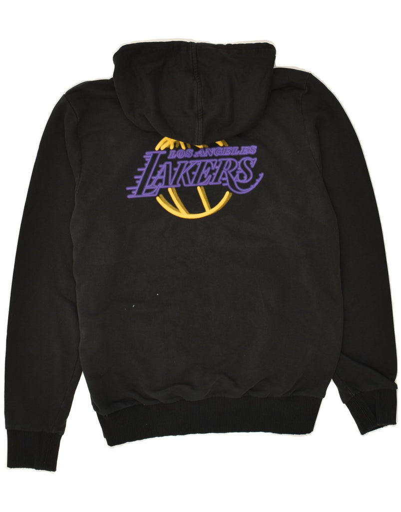 NEW ERA Mens Lakers Graphic Hoodie Jumper Medium Black Cotton | Vintage New Era | Thrift | Second-Hand New Era | Used Clothing | Messina Hembry 