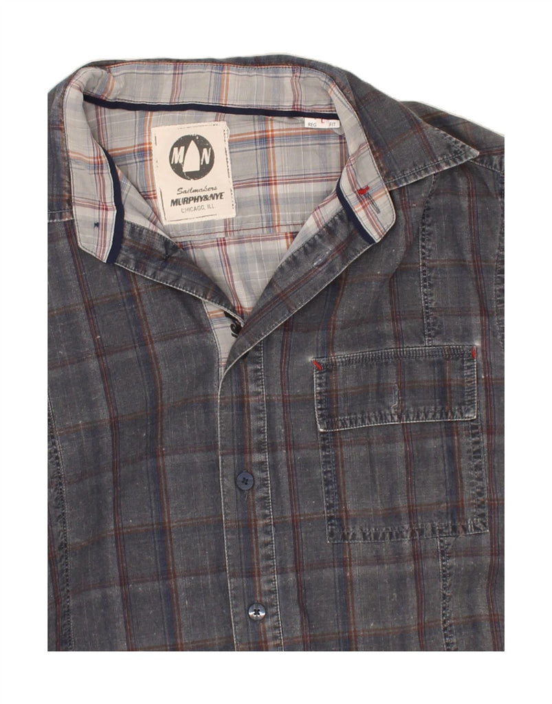 MURPHY & NYE Mens Shirt Large Grey Check Cotton | Vintage Murphy & Nye | Thrift | Second-Hand Murphy & Nye | Used Clothing | Messina Hembry 