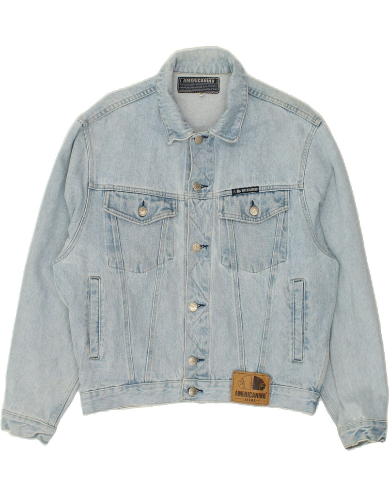 AMERICANINO Mens Denim Jacket UK 38 Medium Blue Cotton | Vintage Americanino | Thrift | Second-Hand Americanino | Used Clothing | Messina Hembry 