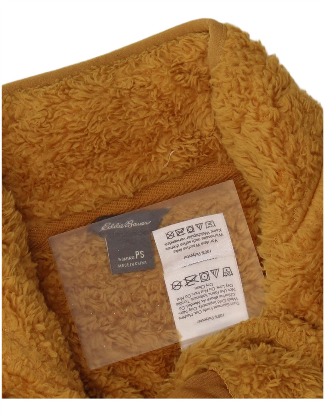 Eddie Bauer Womens Zip Neck Fleece Jumper UK 10 Small Yellow Polyester