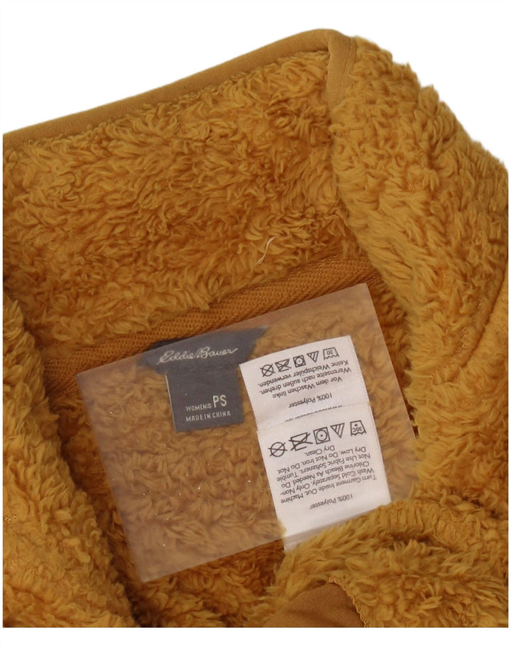 Eddie Bauer Womens Zip Neck Fleece Jumper UK 10 Small Yellow Polyester