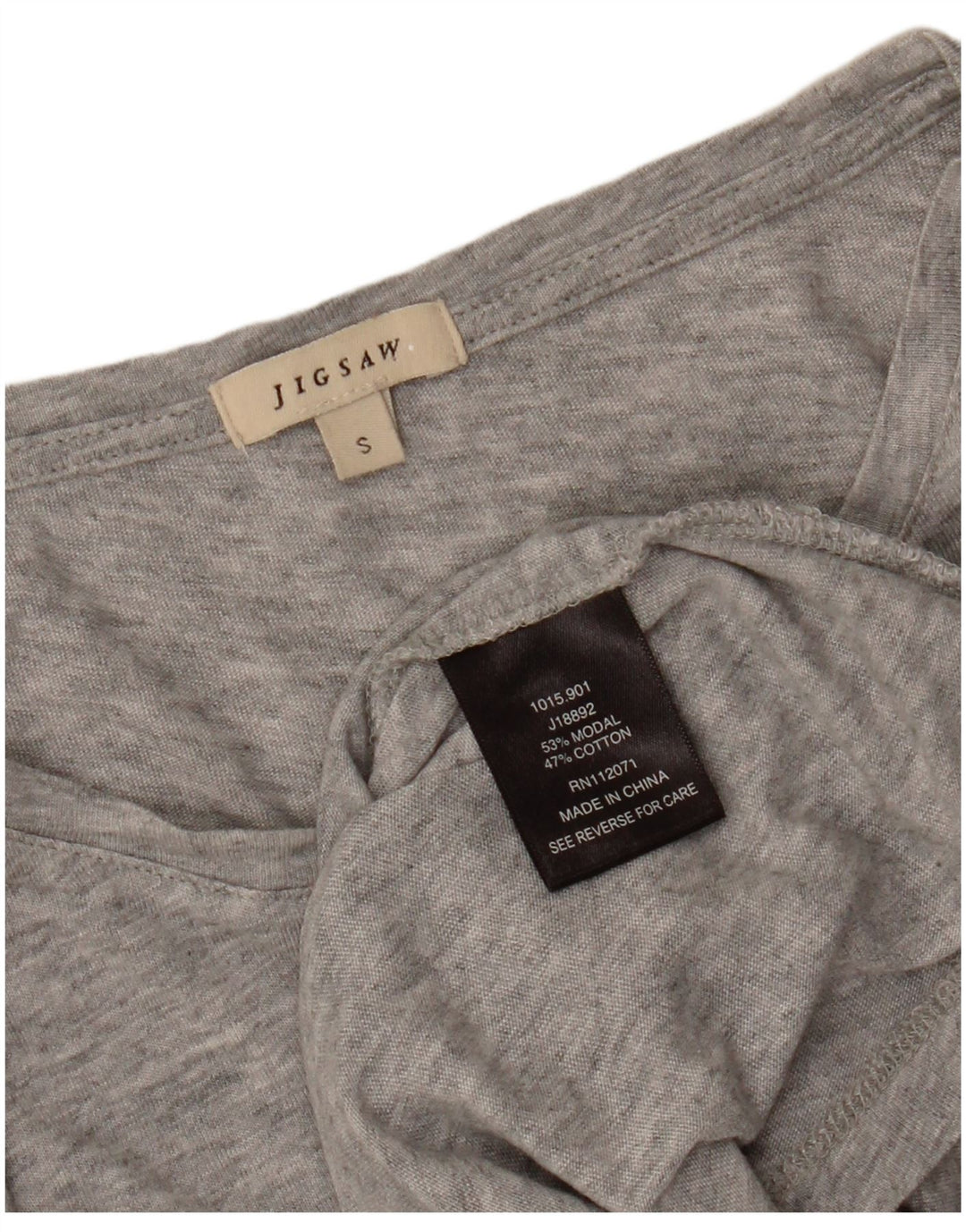 JIGSAW Womens Top Long Sleeve UK 10 Small Grey Modal