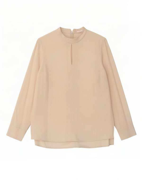 Hugo Boss Womens Long Sleeve Blouse Top UK 12 Medium Off White Acetate