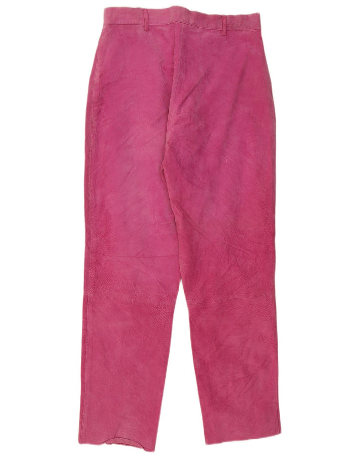 VINTAGE Womens Straight Suede Trousers UK 16 Large W30 L29 Pink Leather