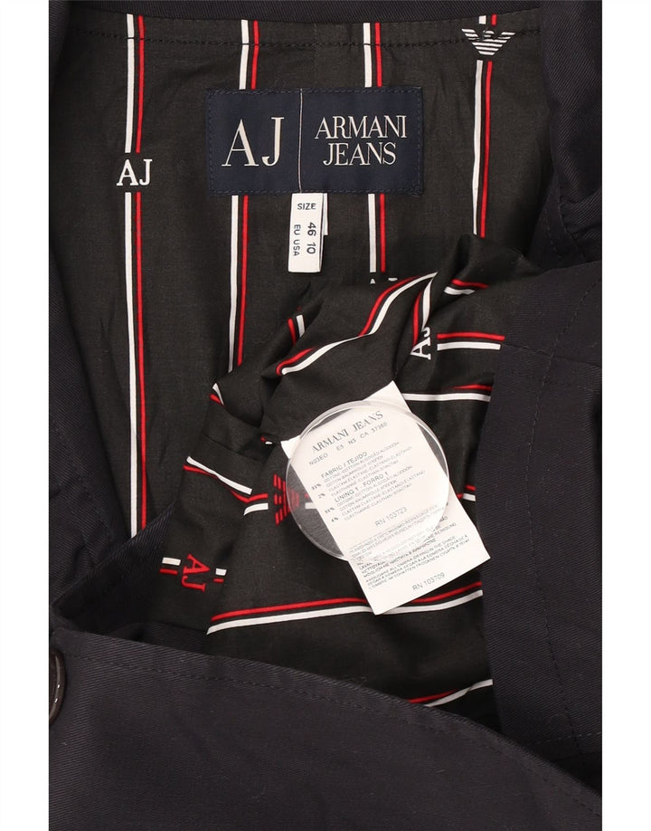 Armani Jeans Womens Crop 1 Button Blazer Jacket US 10 Large Navy Blue