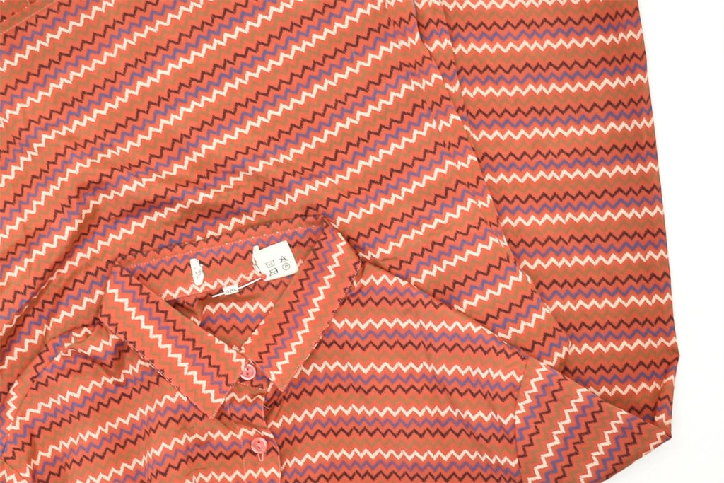 VINTAGE Womens Shirt IT 48 XL Orange Chevron Polyester | Vintage | Thrift | Second-Hand | Used Clothing | Messina Hembry 