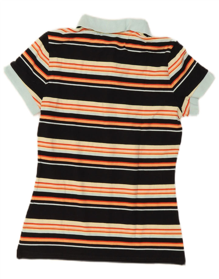 Lacoste Womens Polo Shirt Size 38 Medium Black Striped Cotton