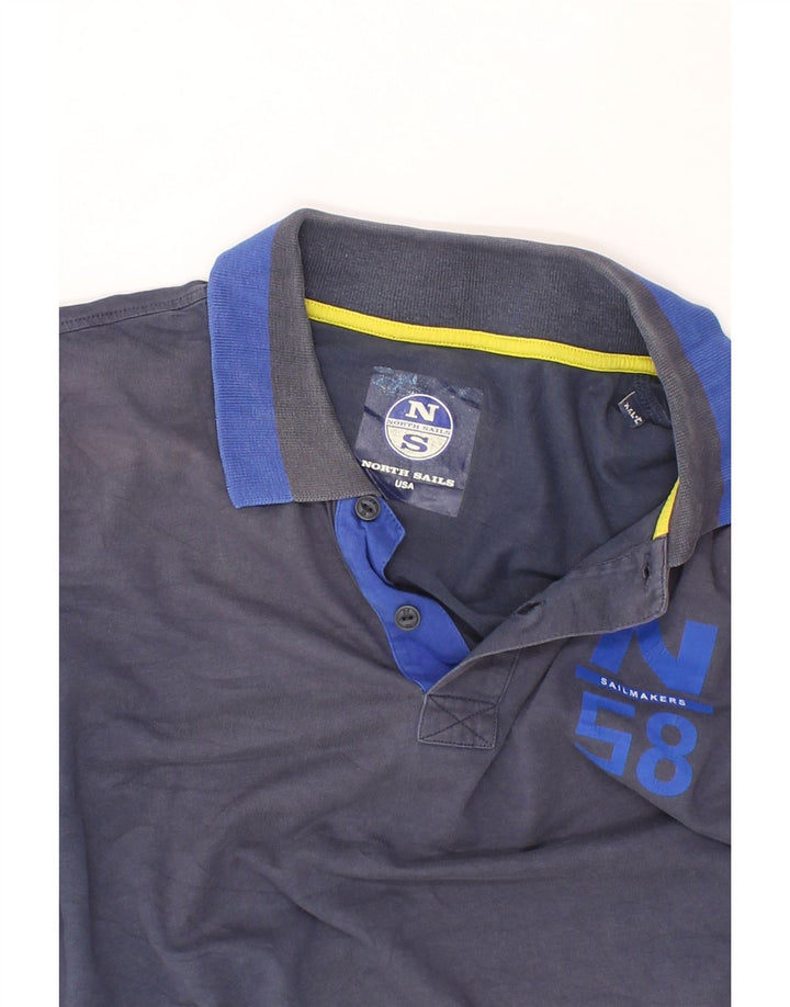 NORTH SAILS Mens Sailmakers Polo Shirt 2XL Navy Blue Cotton