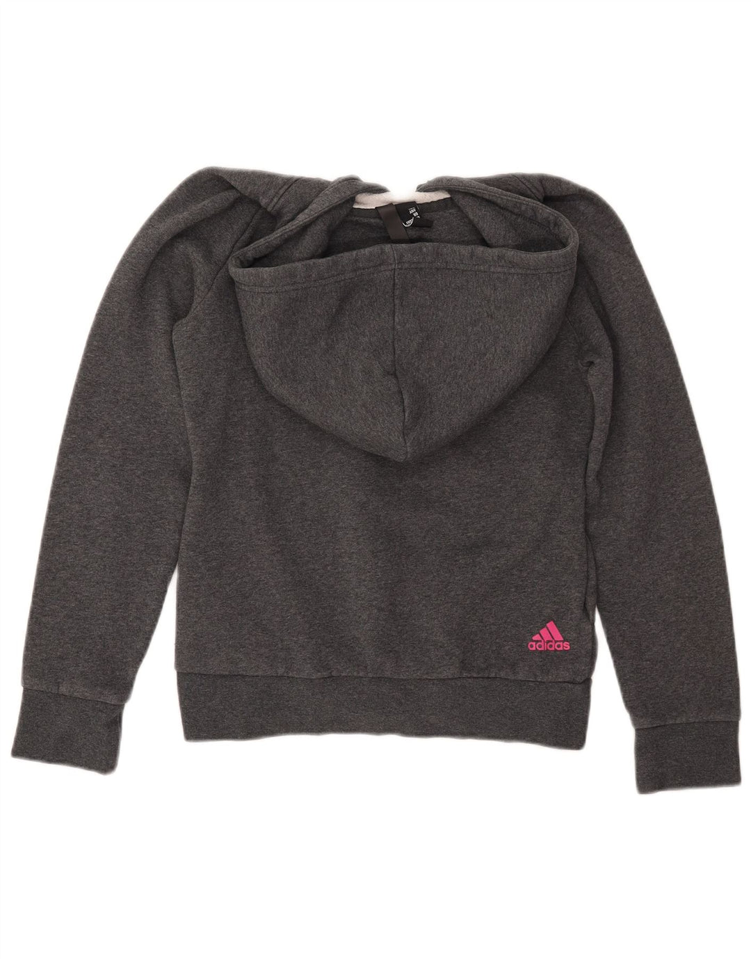 ADIDAS Womens Graphic Hoodie Jumper UK 8/10 Small Grey Cotton