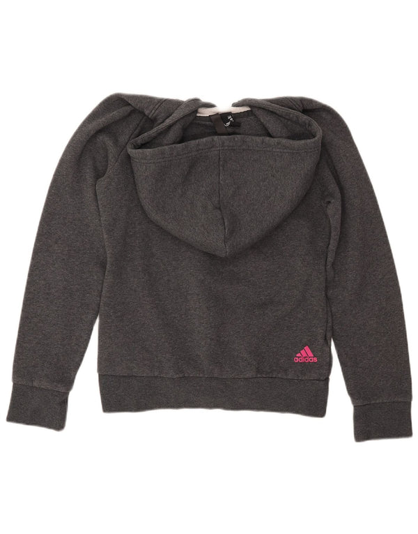 ADIDAS Womens Graphic Hoodie Jumper UK 8/10 Small Grey Cotton