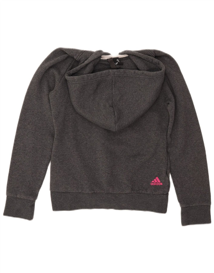 ADIDAS Womens Graphic Hoodie Jumper UK 8/10 Small Grey Cotton