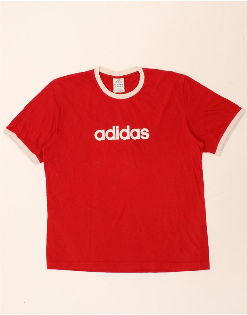 ADIDAS Mens Graphic T-Shirt Top Large Red Cotton Vintage Adidas and Second-Hand Adidas from Messina Hembry 