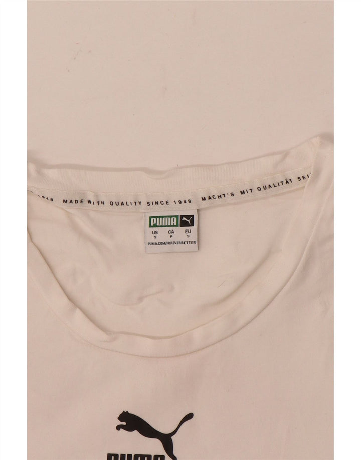 Puma Womens Crop Graphic T-Shirt Top UK 8 Small White