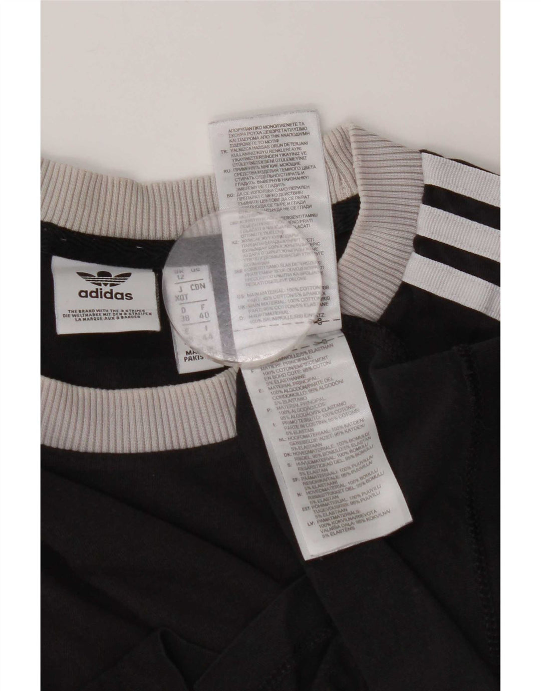 Adidas Womens T-Shirt Top UK 12 medium Black Cotton