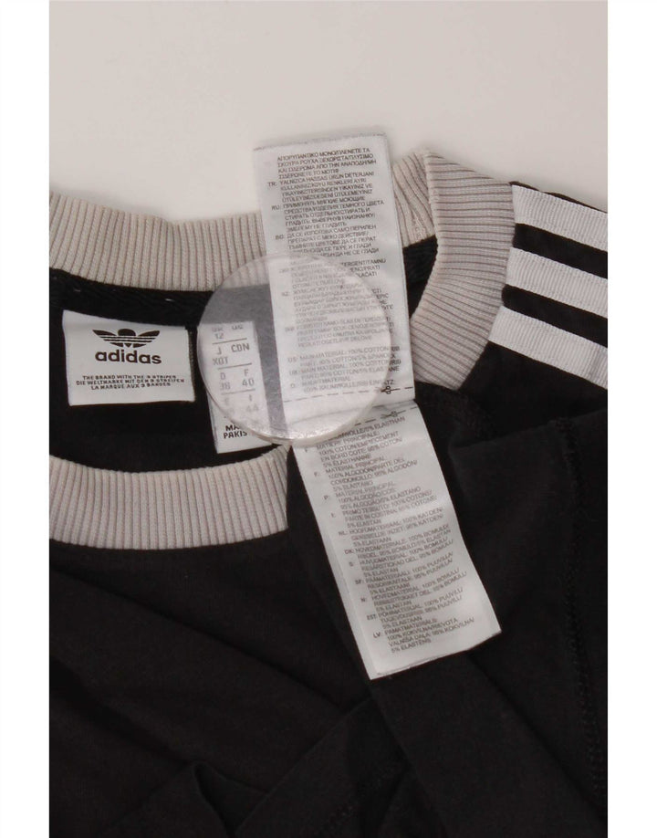 Adidas Womens T-Shirt Top UK 12 medium Black Cotton
