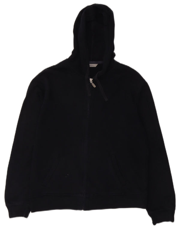 Marks & Spencer Womens Zip Hoodie Sweater UK 12 Medium Navy Blue Cotton