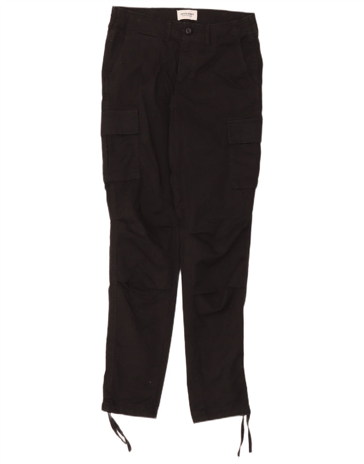 Jack & Jones Mens Slim Cargo Trousers W28 L32 Black Cotton