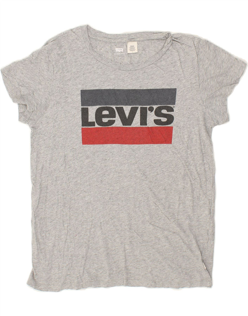 LEVI'S Womens Graphic T-Shirt Top UK 14 Medium Grey Vintage Levi's and Second-Hand Levi's from Messina Hembry 