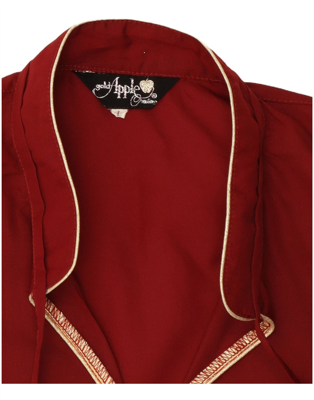 Vintage Womens Long Sleeve Blouse Top UK 16 Large Burgundy Polyester