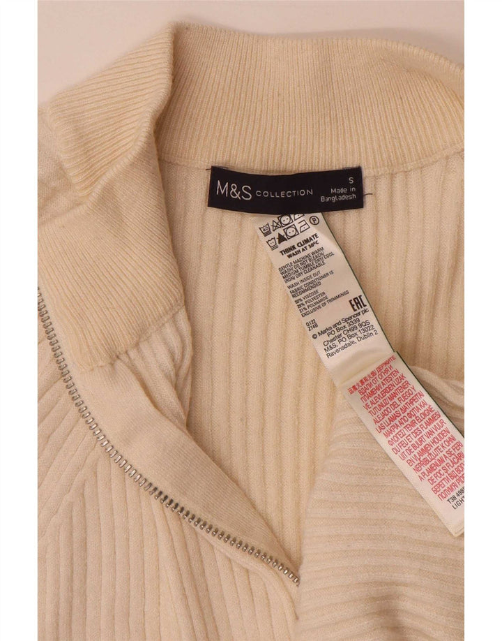 Marks & Spencer Womens Oversized Zip Neck Jumper Sweater UK 10 Small Beige
