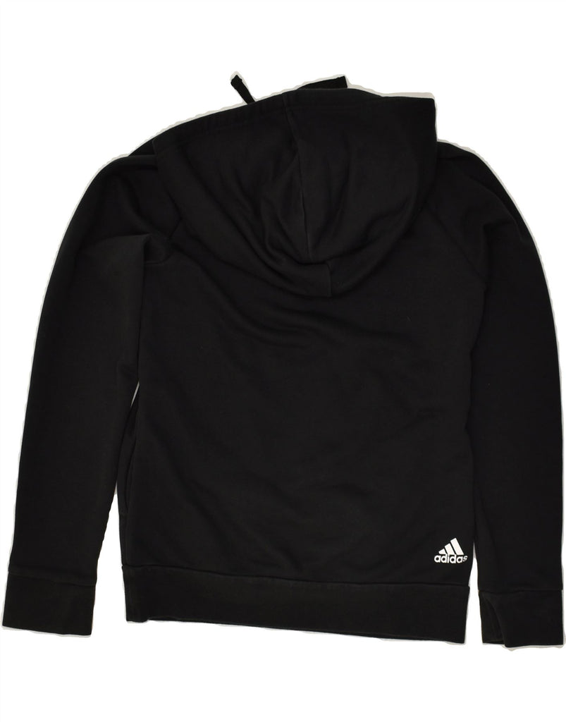 ADIDAS Womens Graphic Hoodie Jumper UK 14 Medium Black | Vintage Adidas | Thrift | Second-Hand Adidas | Used Clothing | Messina Hembry 