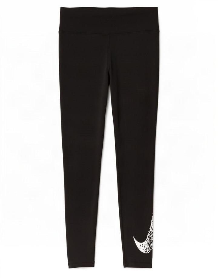 Nike Womens Dri Fit Graphic Leggings UK 12 Medium Black Polyester