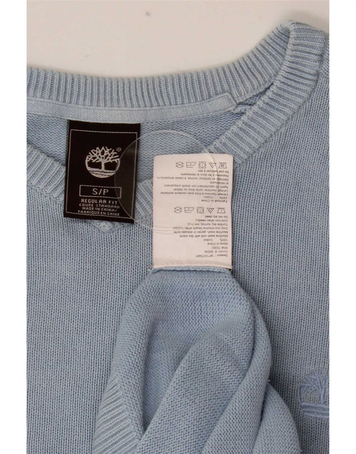 Timberland Mens Regular Fit V-Neck Jumper Sweater Small Blue Cotton