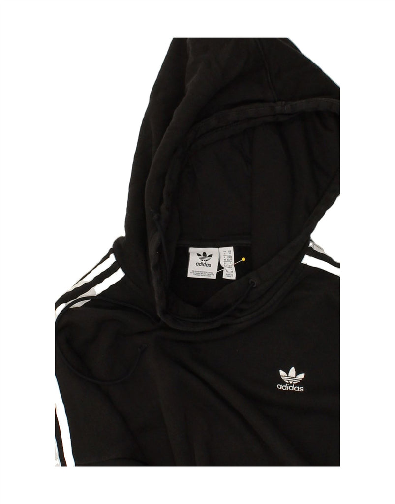 ADIDAS Womens Crop Oversized Hoodie Jumper UK 6 XS  Black | Vintage Adidas | Thrift | Second-Hand Adidas | Used Clothing | Messina Hembry 