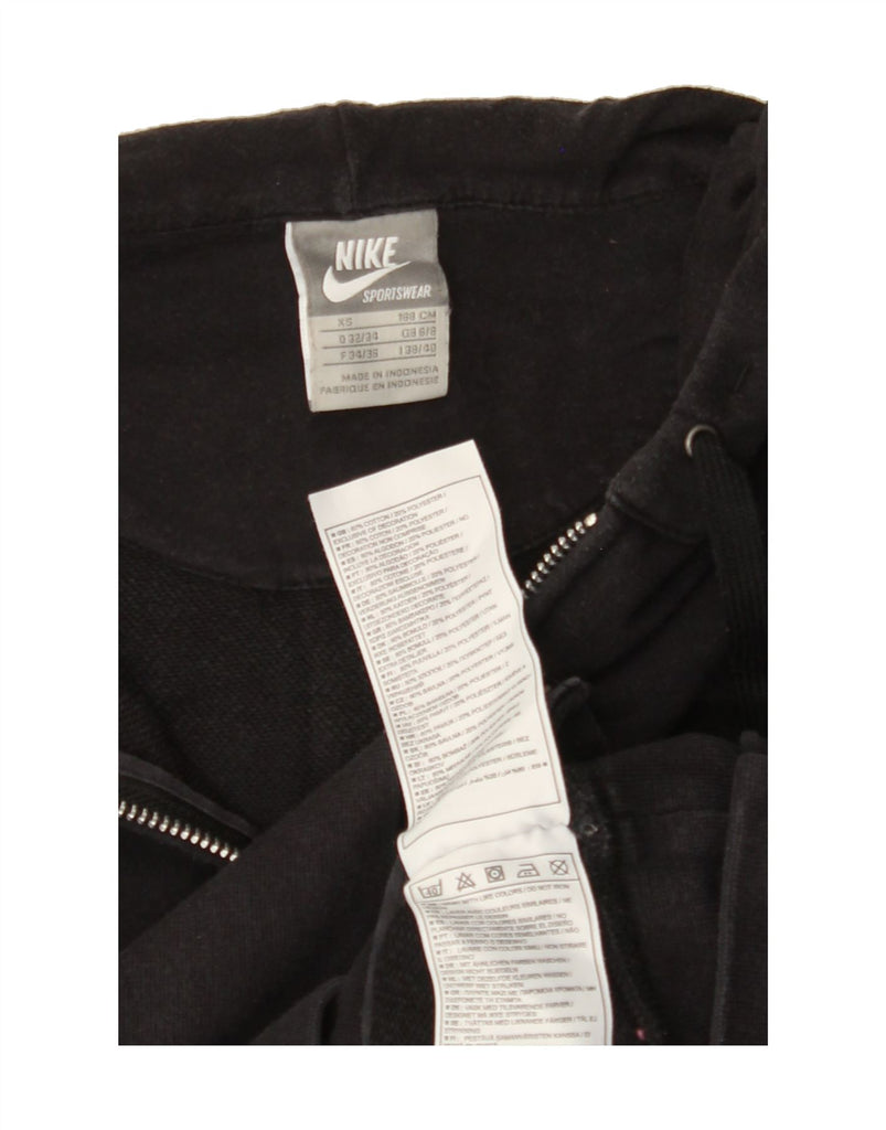 NIKE Womens Graphic Zip Hoodie Sweater UK 6/8 XS Black Cotton Vintage Nike and Second-Hand Nike from Messina Hembry 