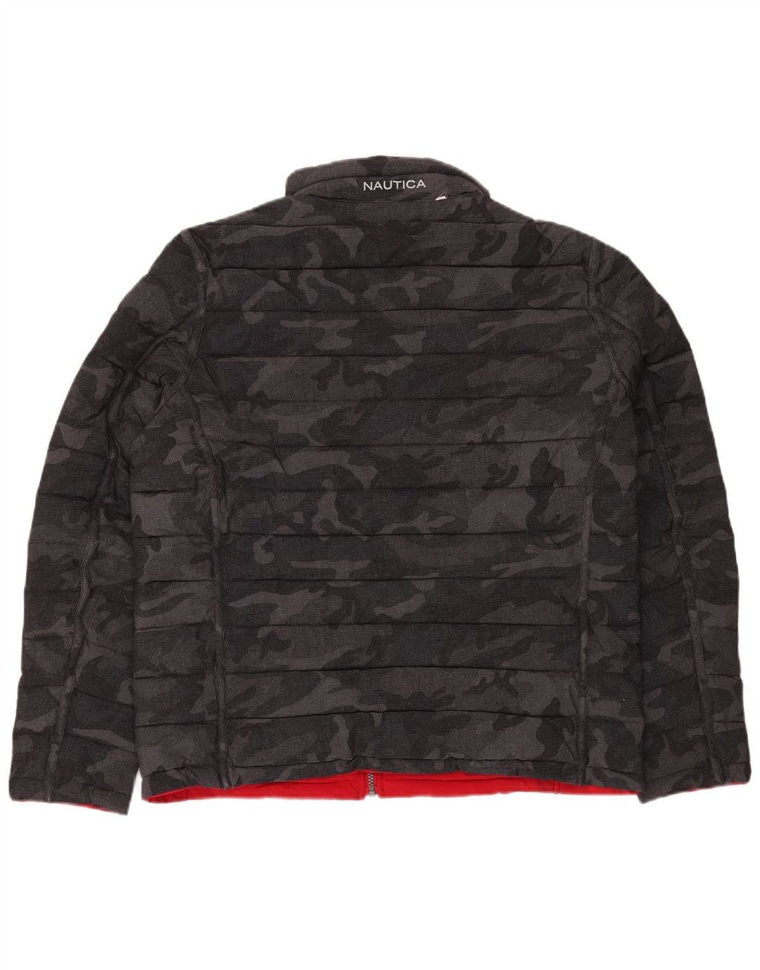 NAUTICA Mens Reversible Padded Jacket UK 40 Large Black Camouflage