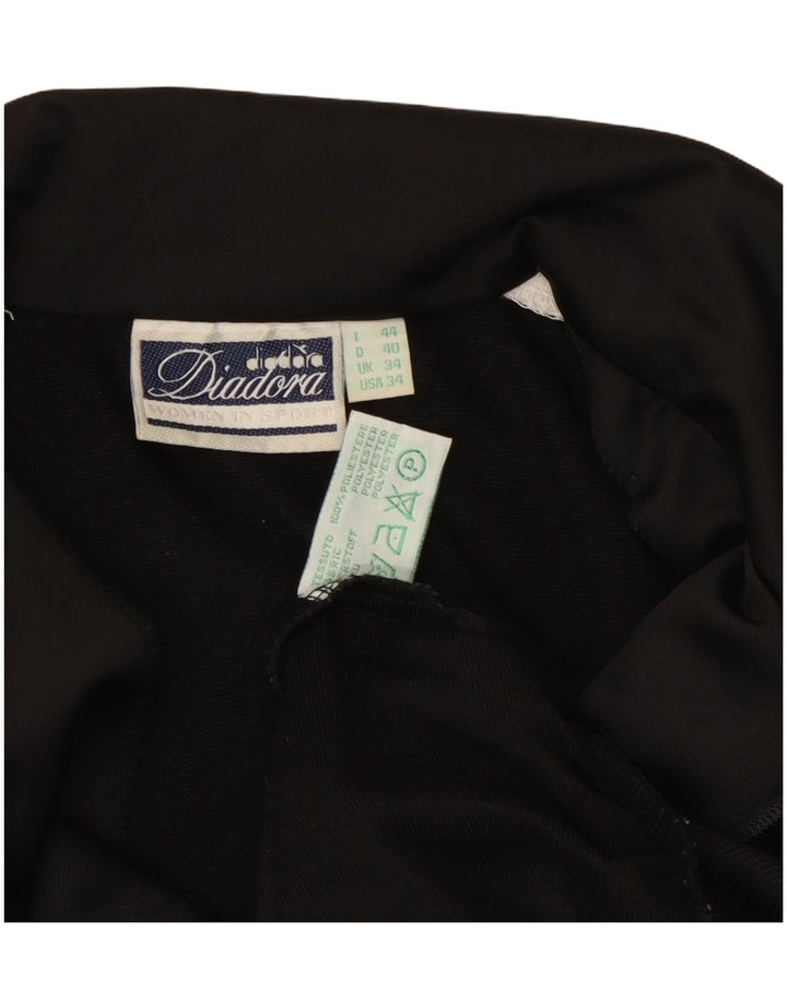 Diadora Mens Graphic Tracksuit Top Jacket UK 34 XS Black Polyester