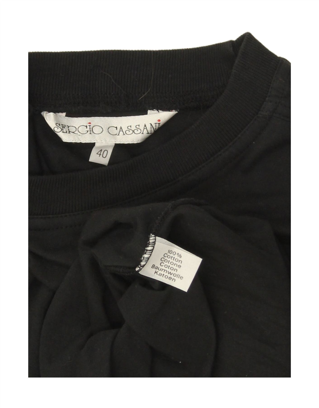 SERGIO CASSANI Mens Graphic T-Shirt Top UK 40 Medium Black Cotton Vintage Sergio Cassani and Second-Hand Sergio Cassani from Messina Hembry 