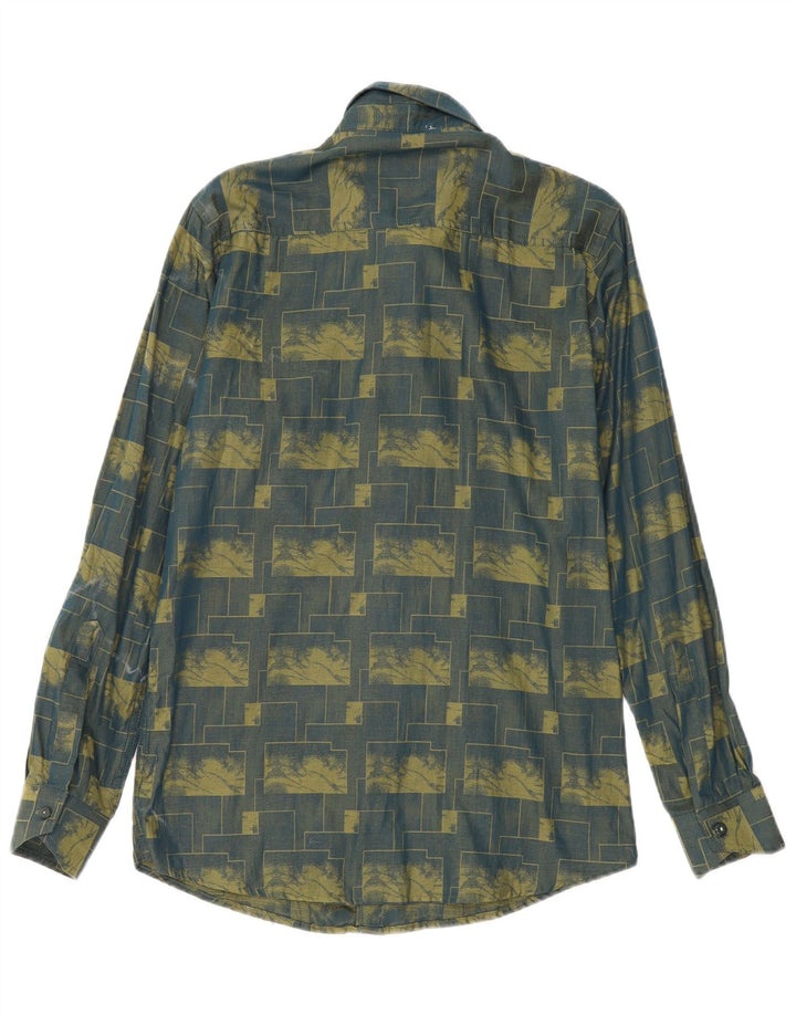 VINTAGE Mens Shirt Large Green Geometric