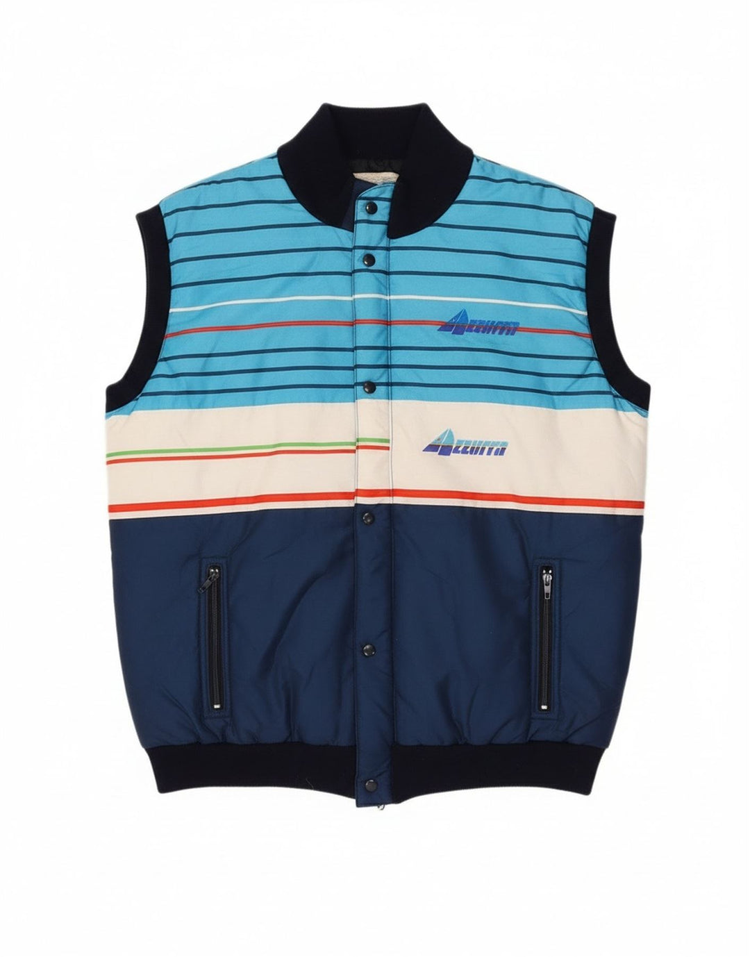 Azzurra Mens Padded Gilet UK 40 Large Navy Blue Colourblock