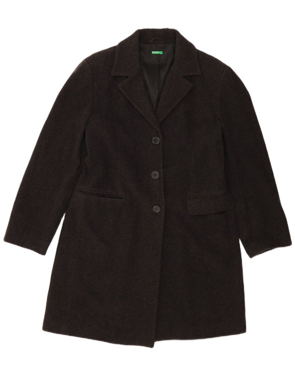 BENETTON Womens Overcoat IT 48 XL Black Wool