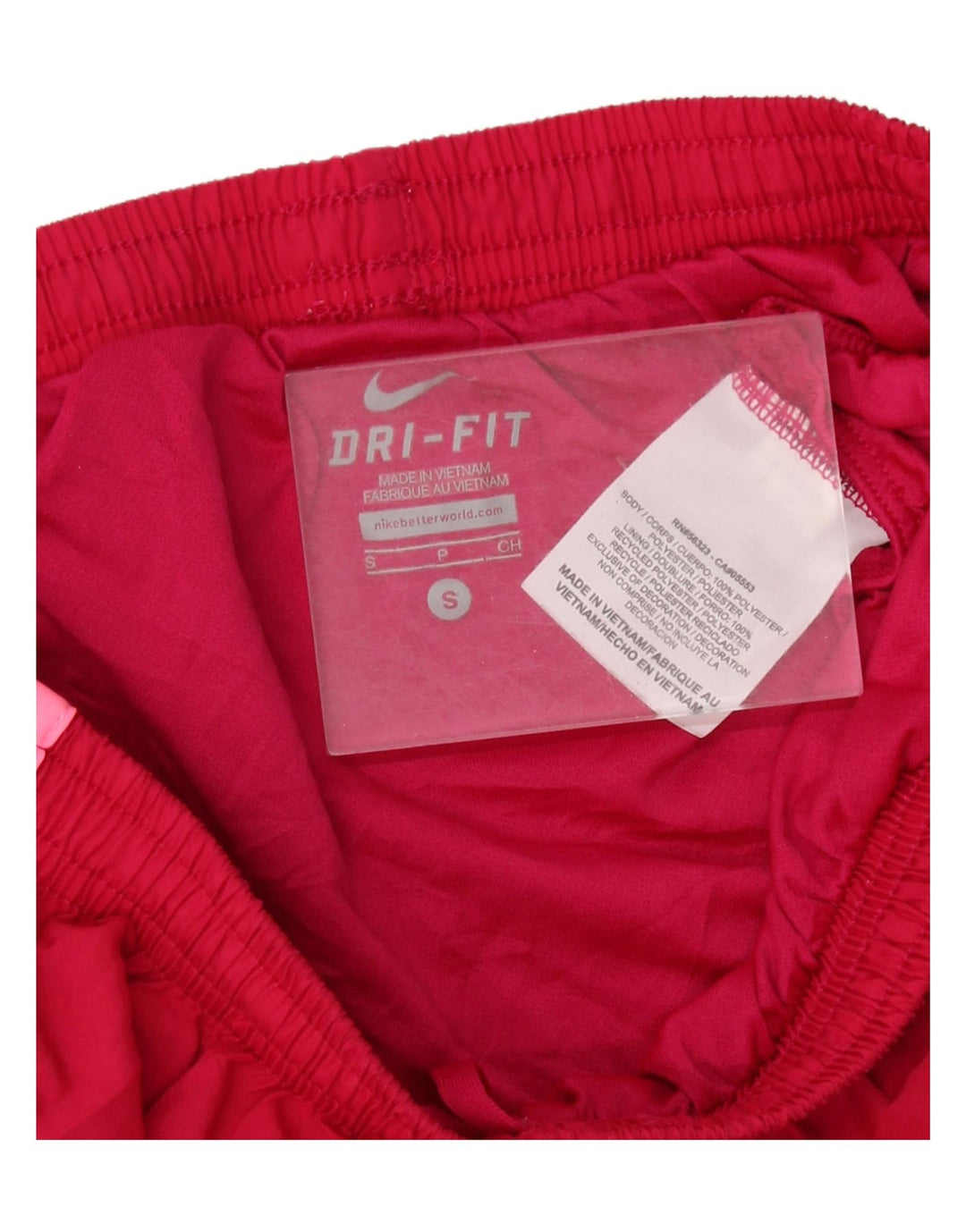 NIKE Womens Dri Fit Sport Shorts UK 10 Small Red Colourblock Polyester