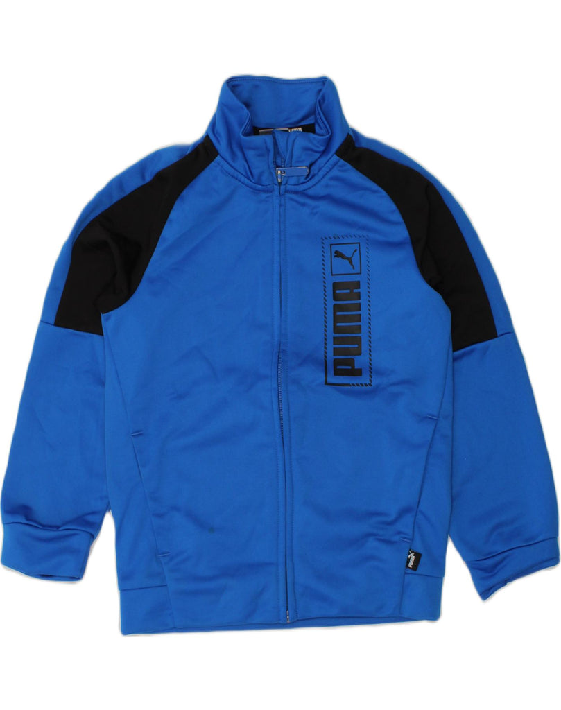 PUMA Boys Graphic Tracksuit Top Jacket 5-6 Years Blue Colourblock | Vintage Puma | Thrift | Second-Hand Puma | Used Clothing | Messina Hembry 